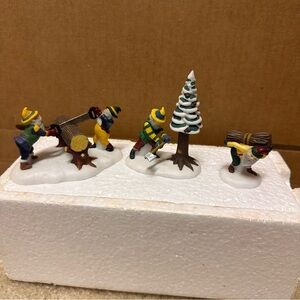 Department 56 “ Woodsmen Elves” set of three Heritage Village collection Retired
